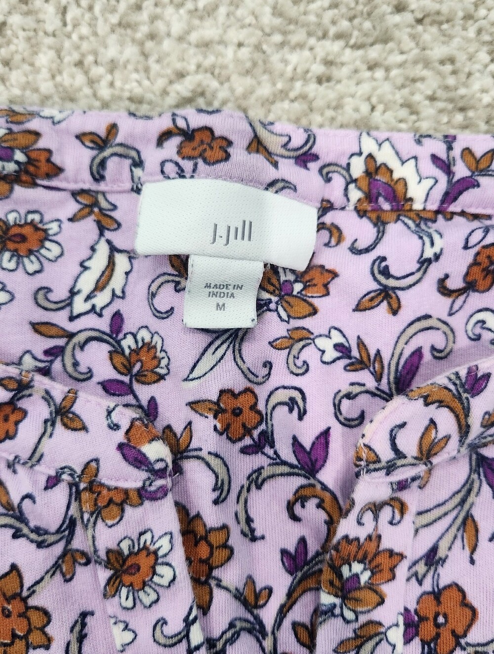 J Jill M Purple Floral Long Sleeve Womens Top, Like New - Picture 5 of 6